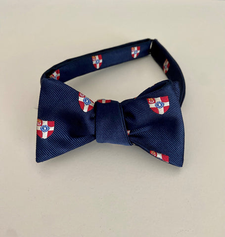 Men's Navy Bow Tie with Priory Insignia